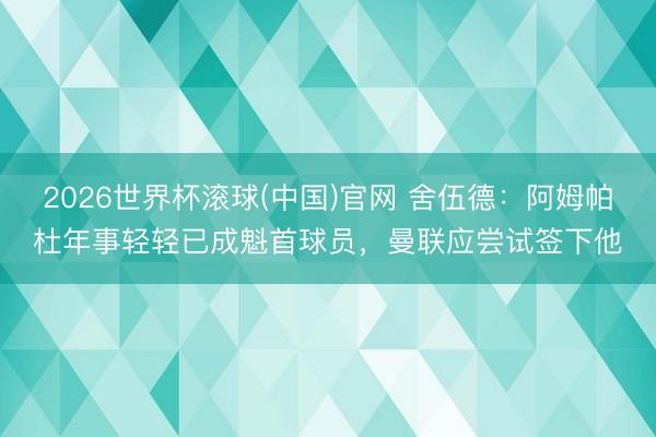 2026世界杯滚球(中国)官网 舍伍德：阿姆帕杜年事轻轻已成魁首球员，曼联应尝试签下他