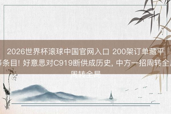 2026世界杯滚球中国官网入口 200架订单藏平等条目! 好意思对C919断供成历史， 中方一招周转全局