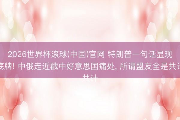 2026世界杯滚球(中国)官网 特朗普一句话显现底牌! 中俄走近戳中好意思国痛处， 所谓盟友全是共计