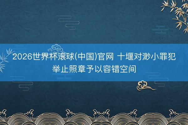 2026世界杯滚球(中国)官网 十堰对渺小罪犯举止照章予以容错空间
