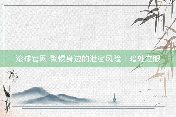 滚球官网 警惕身边的泄密风险｜暗处之眼