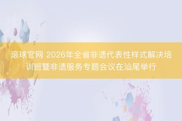 滚球官网 2026年全省非遗代表性样式解决培训班暨非遗服务专题会议在汕尾举行